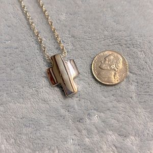 Silver Tone Chain with Block Cross 16” with 2” extender